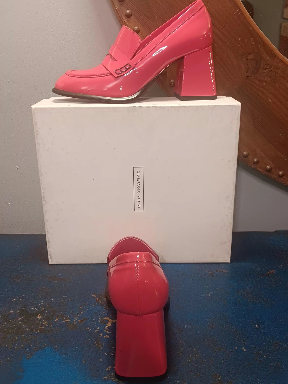 Pink Patent Block-Heel Loafers - Picture 5 of 7